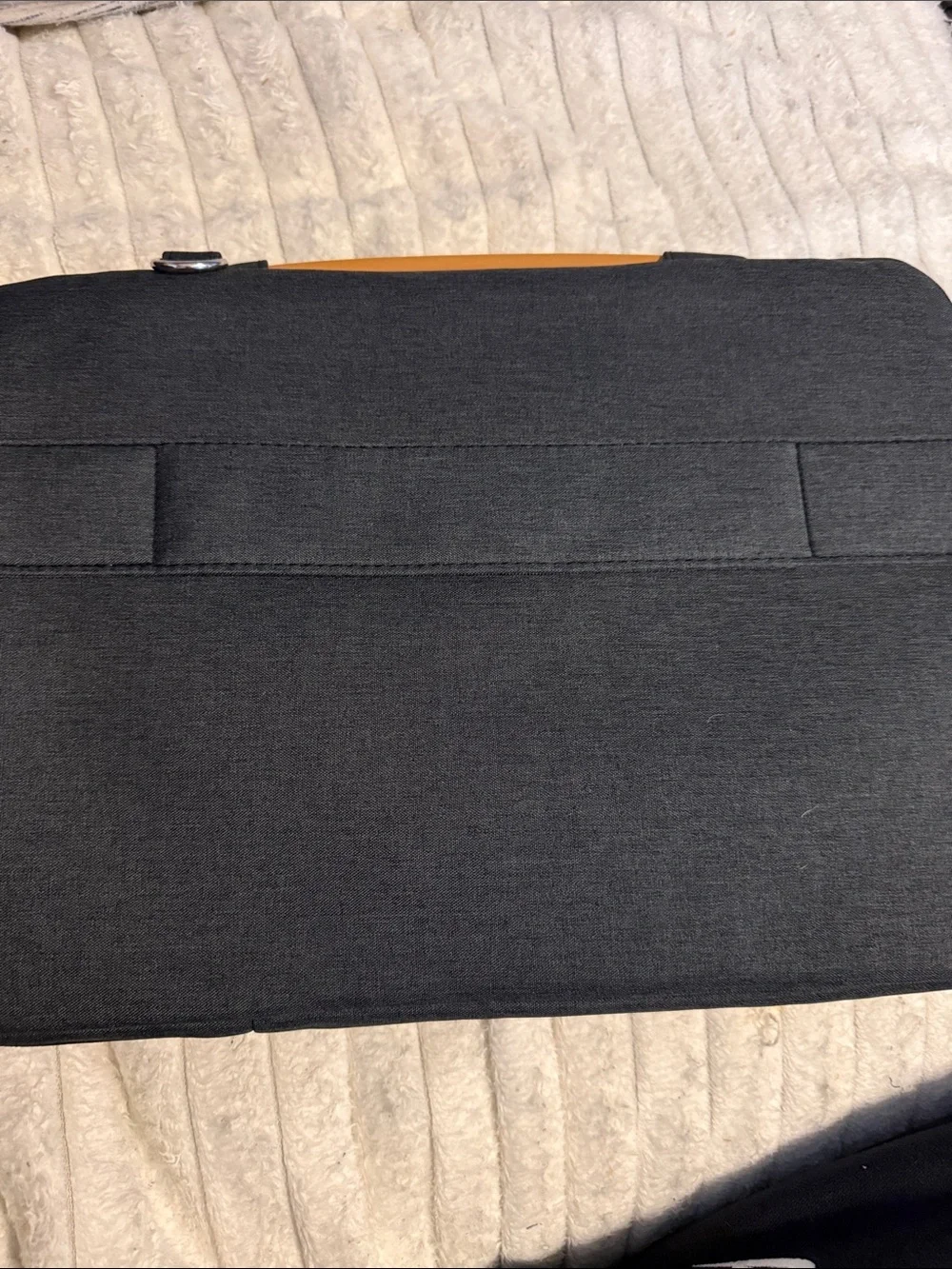 Men's Black Laptop Messenger Bag with Tan Trim